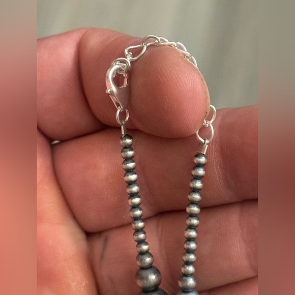 STERLING SILVER NATIVE AMERICAN SW NAVAJO PEARL 3,6,8mm GRADUATED NECKLACE .925 - Picture 11 of 11